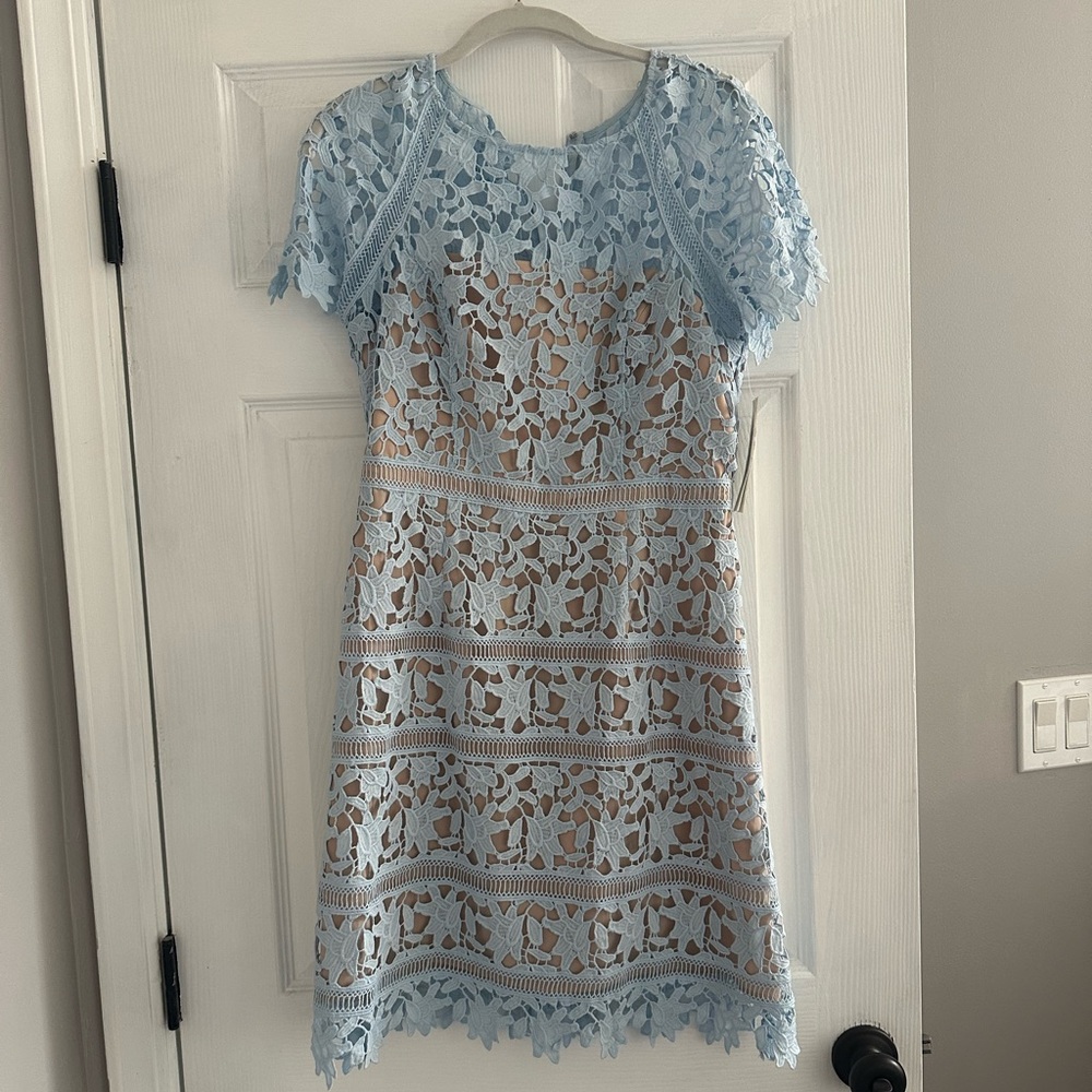 Eliza J Sky Blue Lace Mini Dress